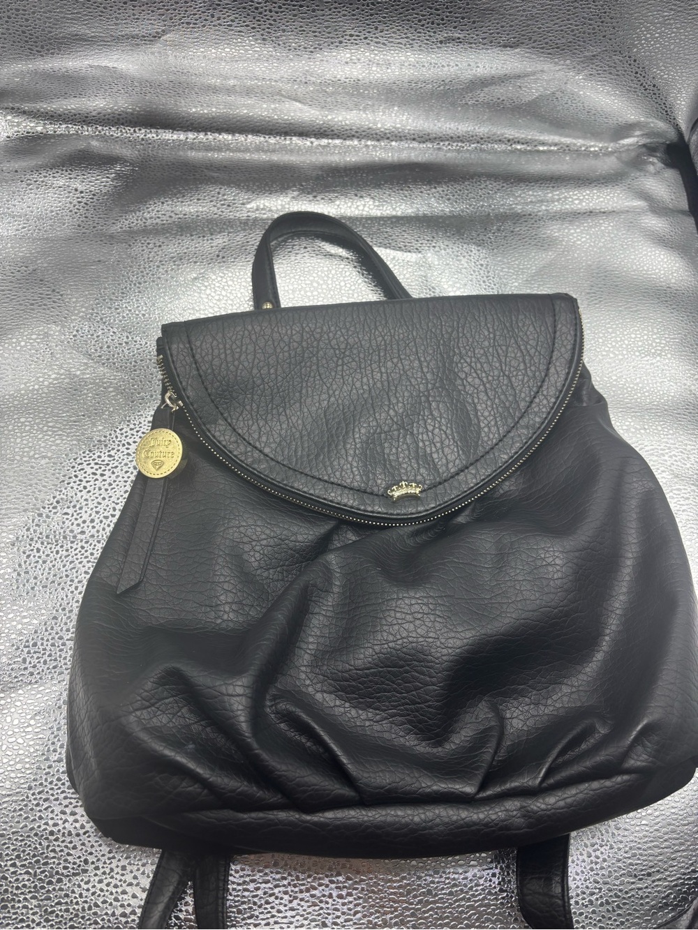Juicy Couture Black Faux Leather Backpack